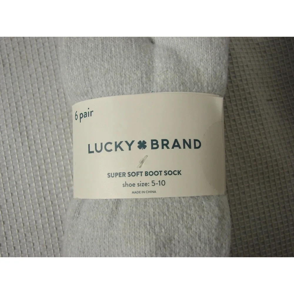 New Lucky Brand 6 Pack Super Soft Boot Socks Womens Size 5-10 Warm Cozy Outdoor
